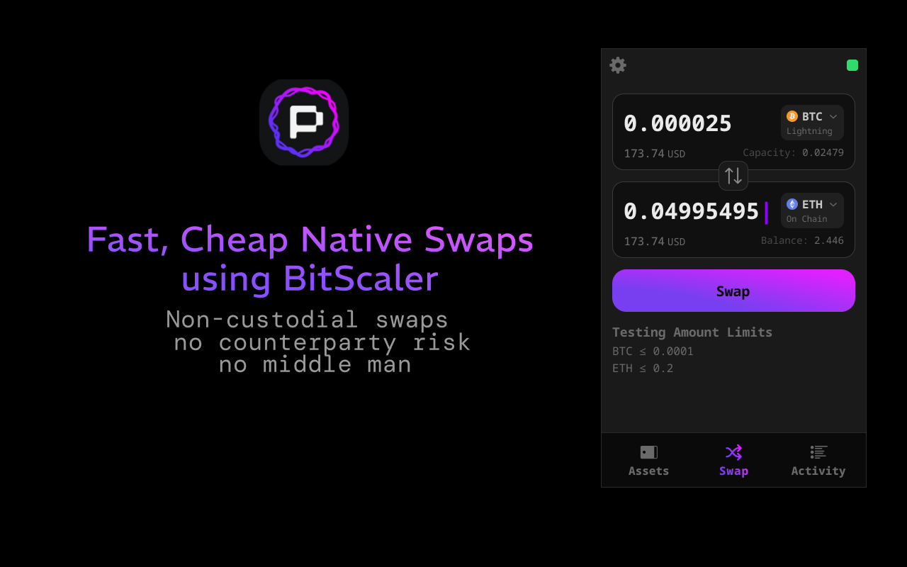 BitScaler atomic swaps non-custodial