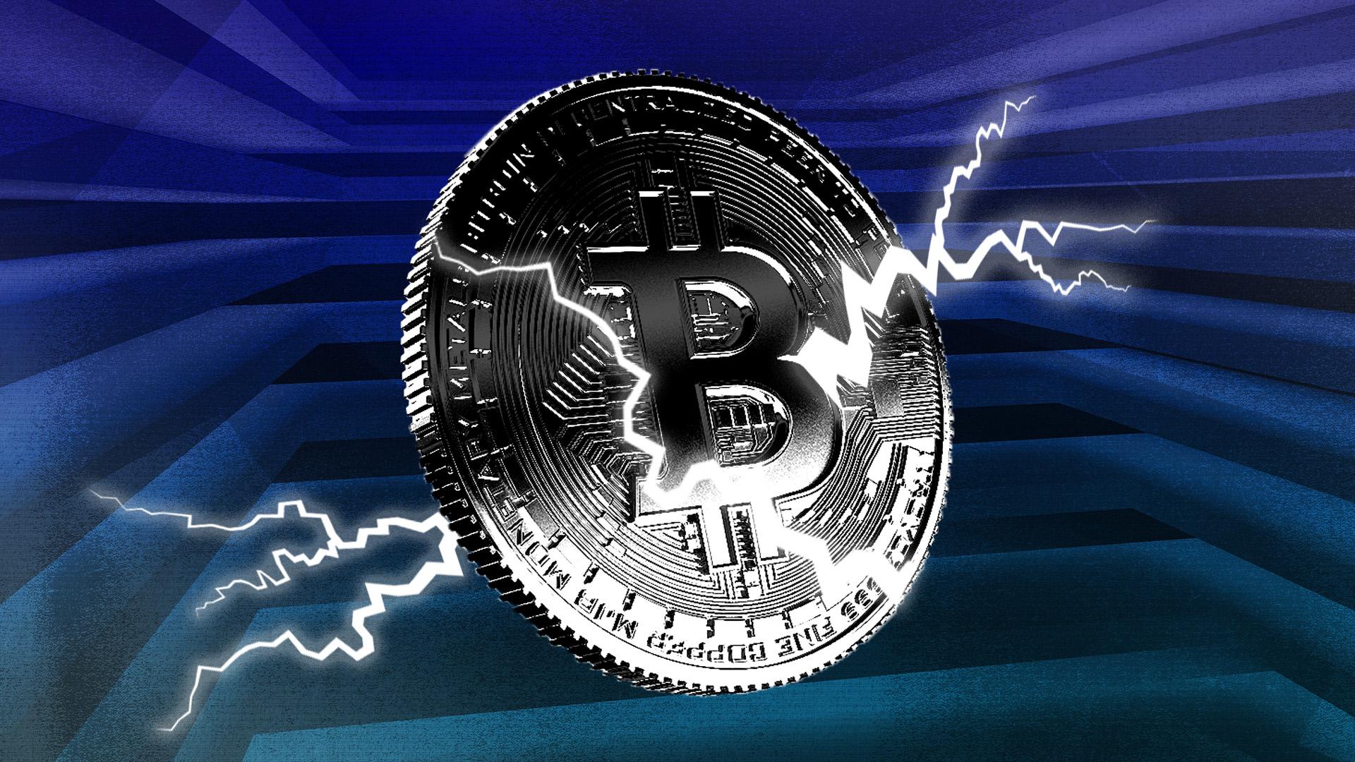 Illustration of Bitcoin Lightning Network integrating with rollup dApps, showcasing interconnected blockchain layers and smart contract icons